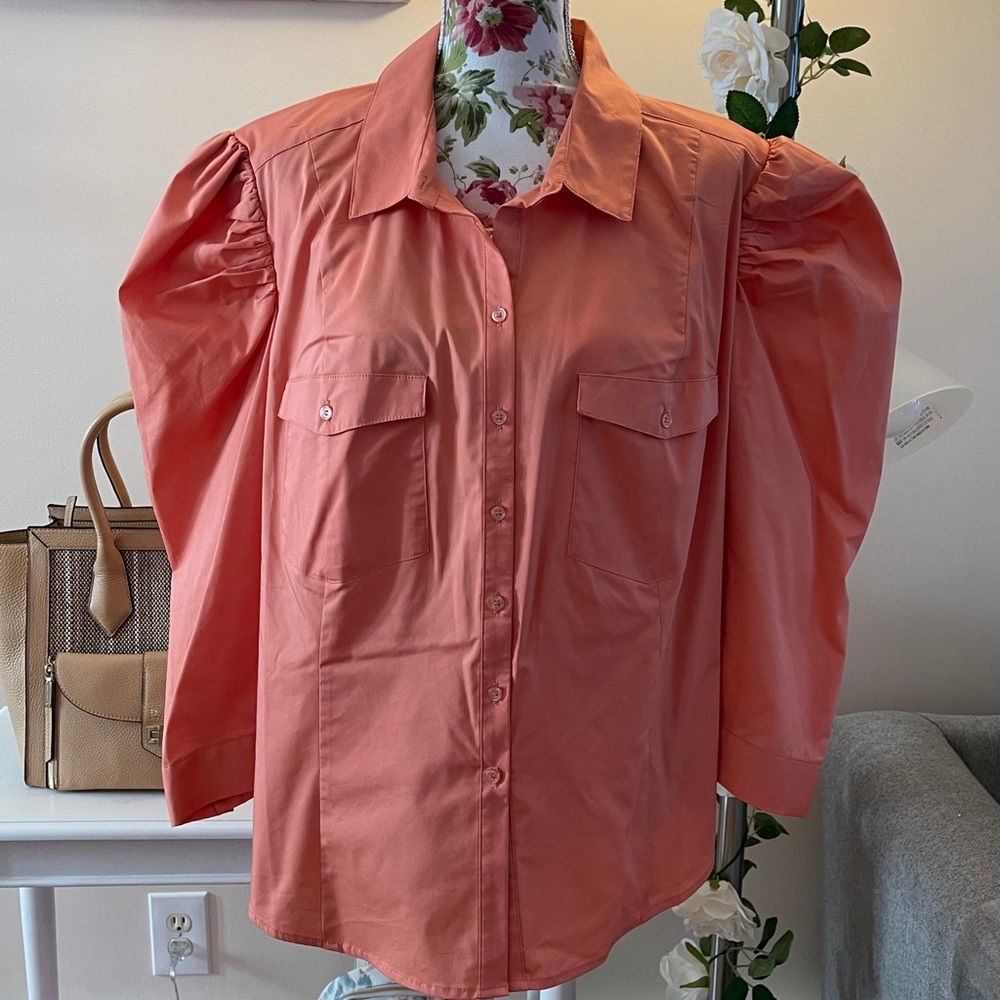 Fashion to Figure Coral Blouse Sz 3X